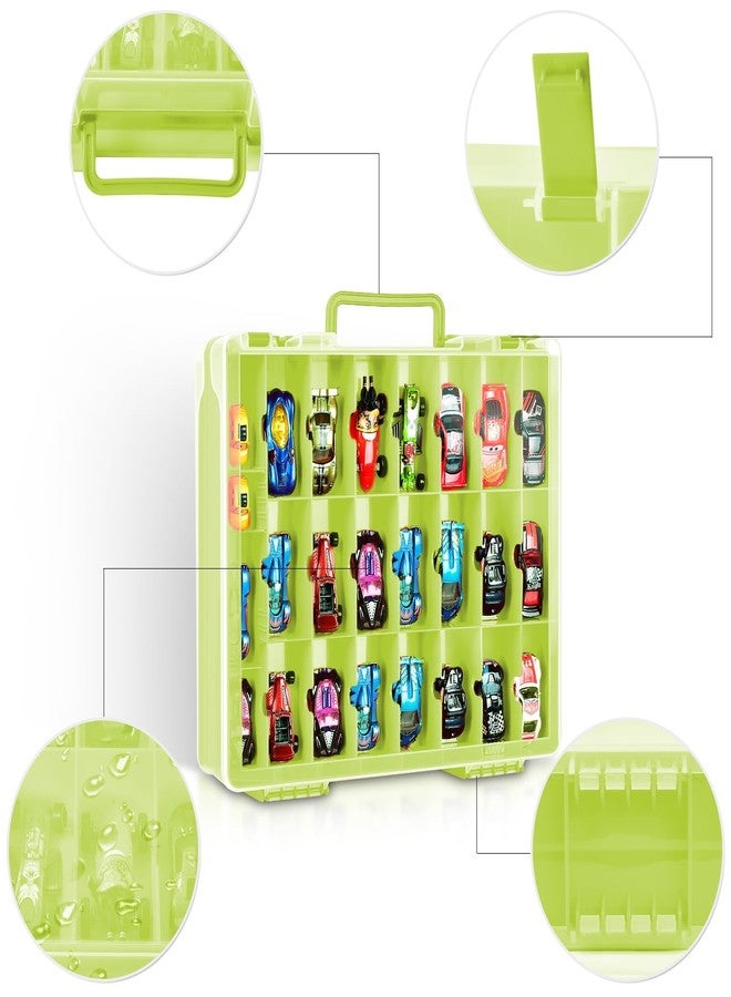 FULLCASE Toys Organizer Storage Compatible with Hot Wheels Car, Container for Matchbox Cars, Mini Toy, Small Dolls, Double Sided Carrying Box for Hotwheels - 48 Compartments (Case Only) Green - Image 4